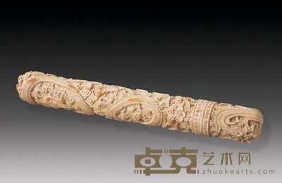清 象牙雕龙凤香筒 长16cm